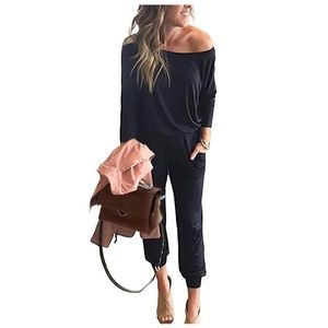 PRETTYGARDEN Women's Jumpsuit Off Shoulder - L